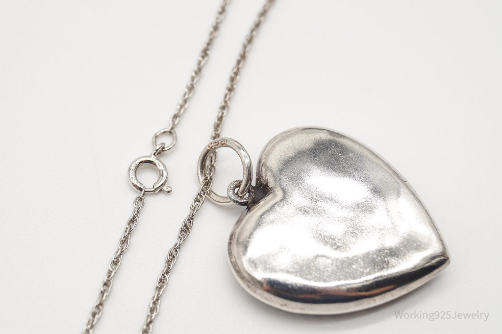 Vintage Large Puffy Heart Mother Charm Sterling Silver Necklace | Jewelry > Necklaces > Pendants | Wiccan Center