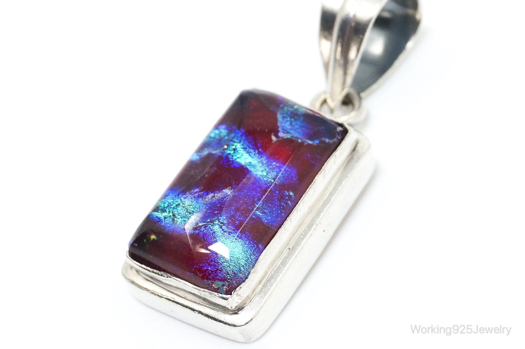 Vintage Dichroic Glass Sterling Silver Necklace Pendant | Jewelry > Necklaces > Pendants | Wiccan Center