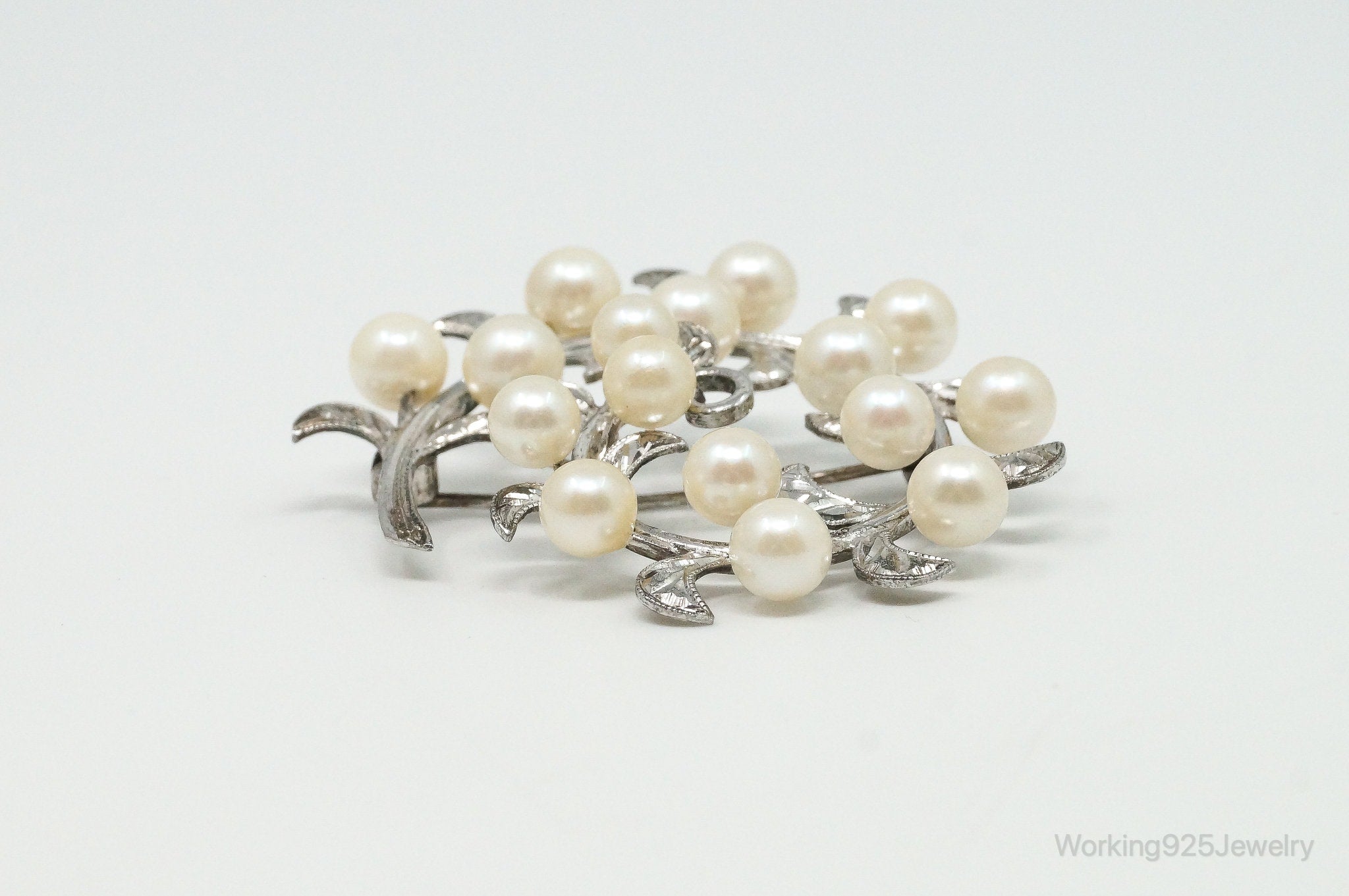 Large Antique Faux Pearl Sterling Silver Brooch Pin | Jewelry > Brooches, Pins & Clips | Wiccan Center