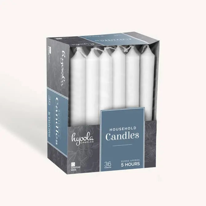White Household Candles - 5 Hour - 36 Pack | Tapered Candle/Candlestick | Wiccan Center
