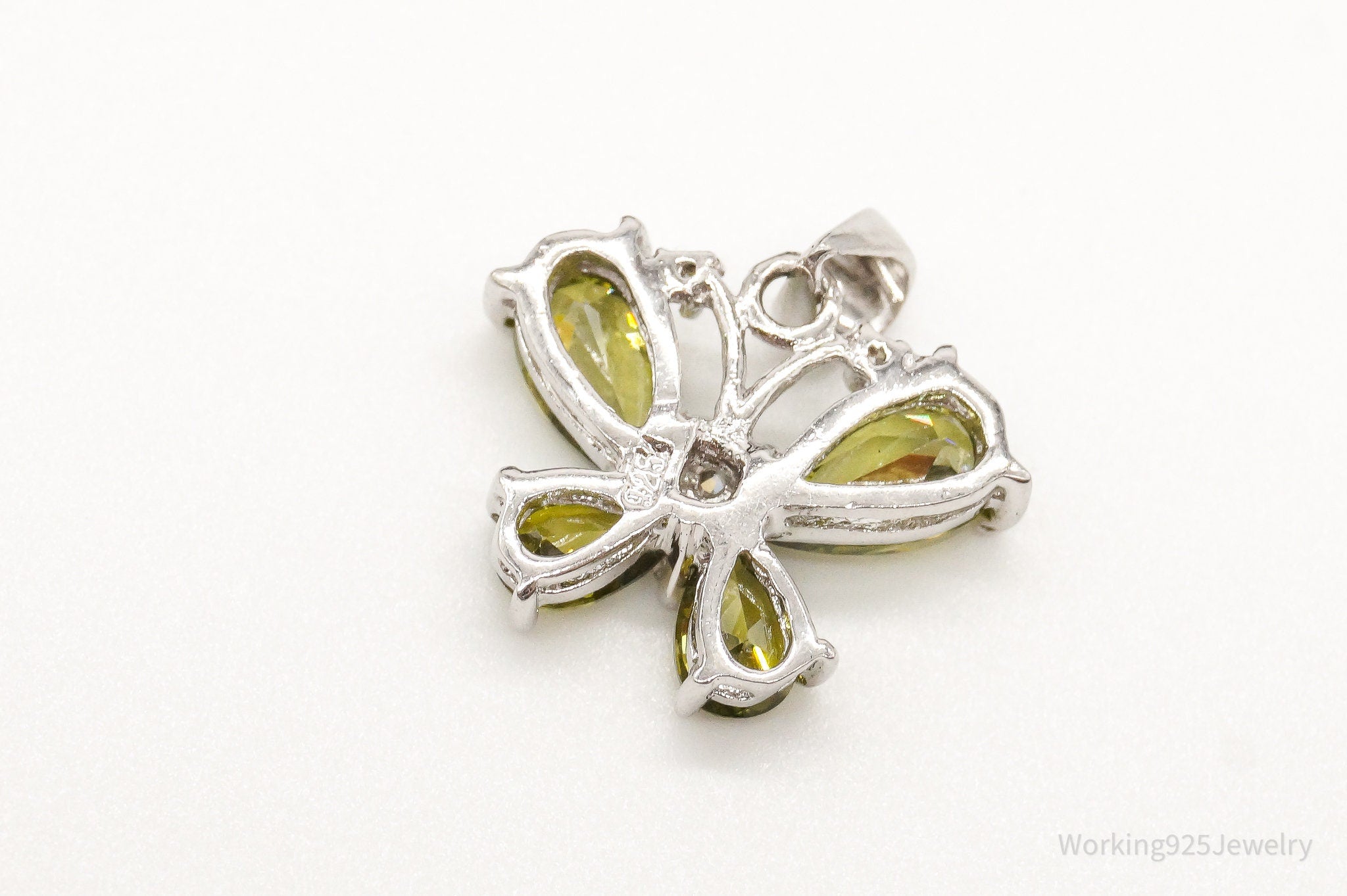 Butterfly Peridot Cubic Zirconia Sterling Silver Pendant | Jewelry > Necklaces > Pendants | Wiccan Center
