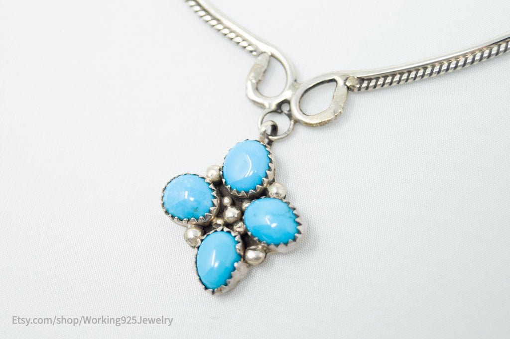 Vintage Native American Handmade KC Signed Turquoise Sterling Silver Necklace | Jewelry > Necklaces > Pendants | Wiccan Center