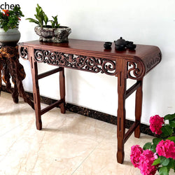 Chinoiserie Solid Wood Guqin Table – Scroll-Head Altar & Console Table | Religious Altar Table | Wiccan Center