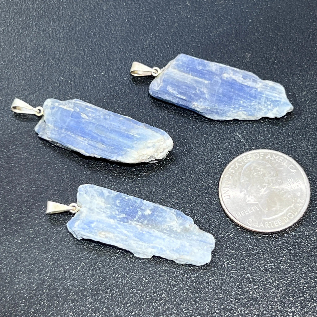 Kyanite Crystal Point Pendant (Silver Plated Bail) Gemstone Jewelry Necklace Supply | Craft Supplies & Tools > Beads, Gems & Cabochons > Charms & Pendants > Pendants | Wiccan Center