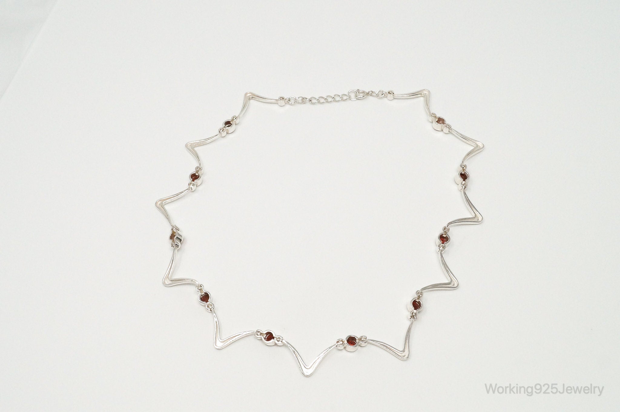 Vintage Modernist Style Garnet Sterling Silver Necklace | Jewelry > Necklaces > Pendants | Wiccan Center