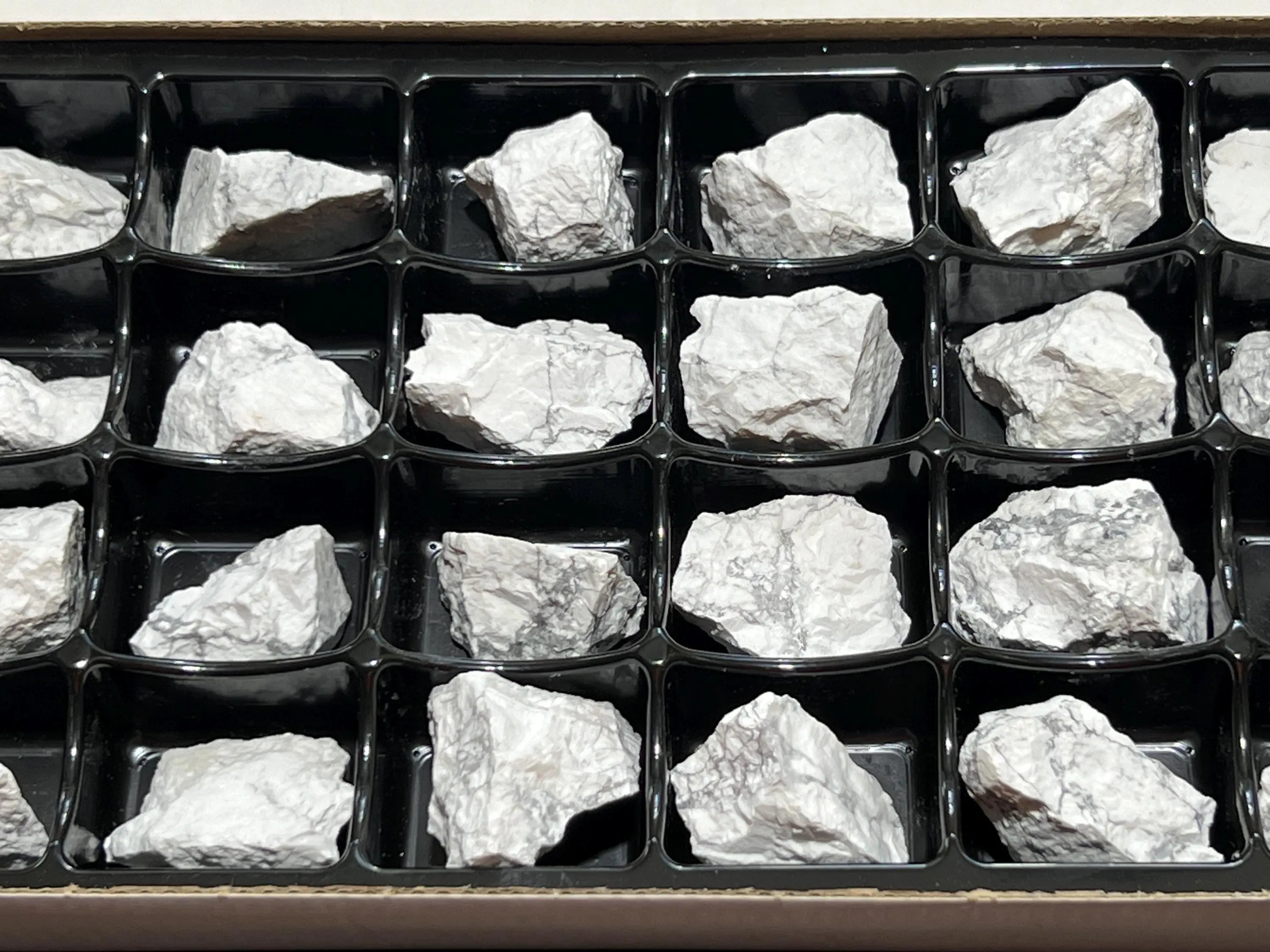 White Howlite Rough Raw Stones (24 Pcs) Boxed Flat | Home & Living > Home Decor > Home Accents > Rocks & Geodes | Wiccan Center