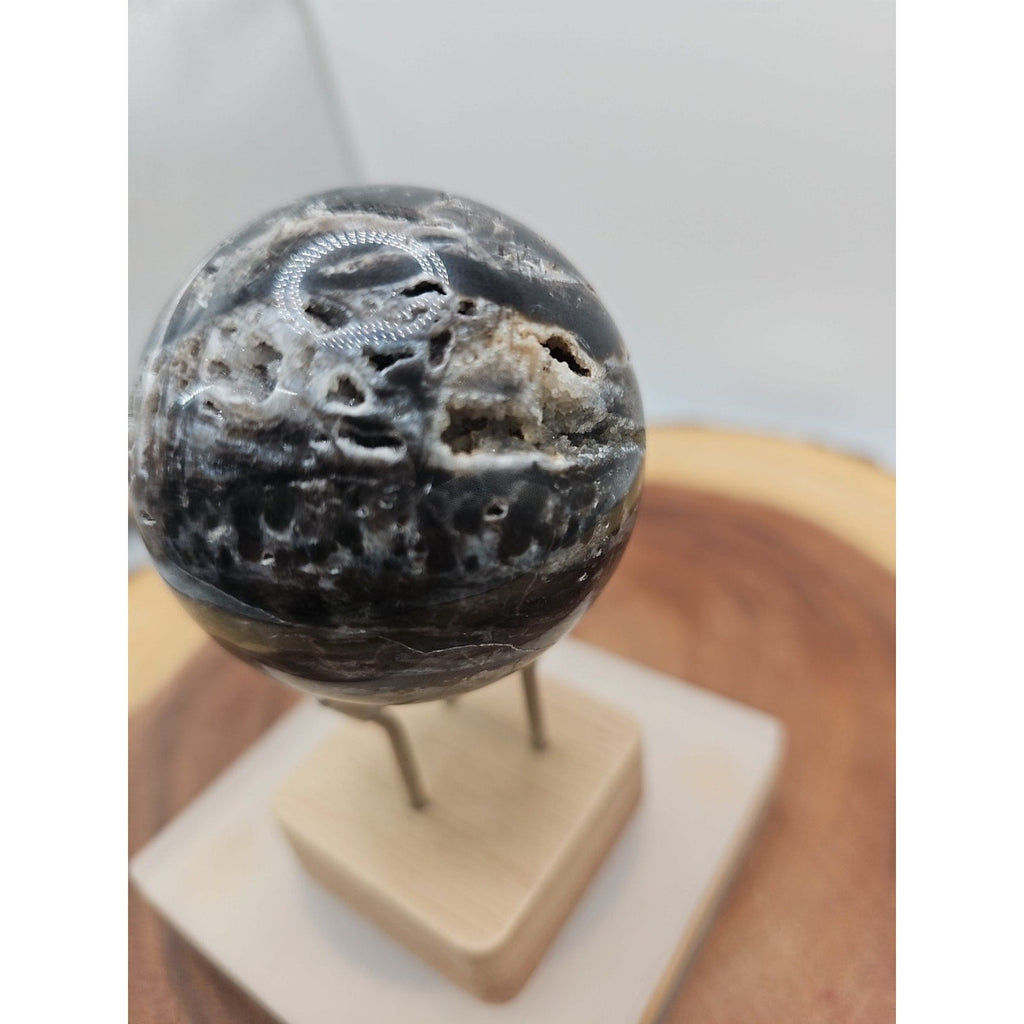 Ocean Jasper Crystal Sphere — 63mm with Display Stand