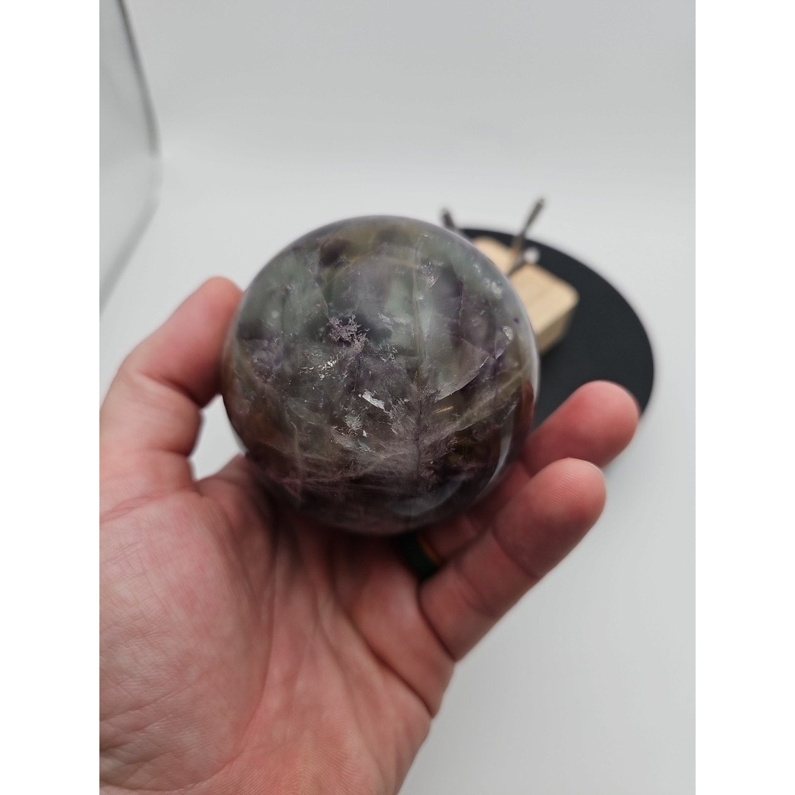 1.5LB Natural Colorful Fluorite Ball Quartz Crystal Energy Sphere crystal | Crystal Spheres & Eggs | Wiccan Center