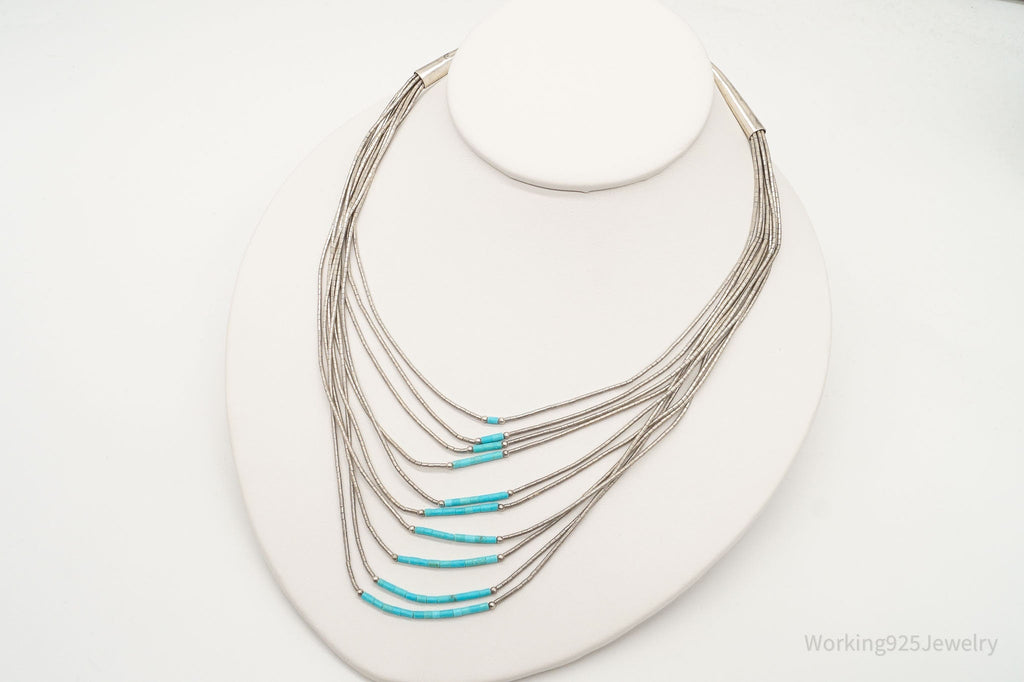 Vintage Native American Turquoise Silver Bead Necklace | Jewelry > Necklaces > Pendants | Wiccan Center
