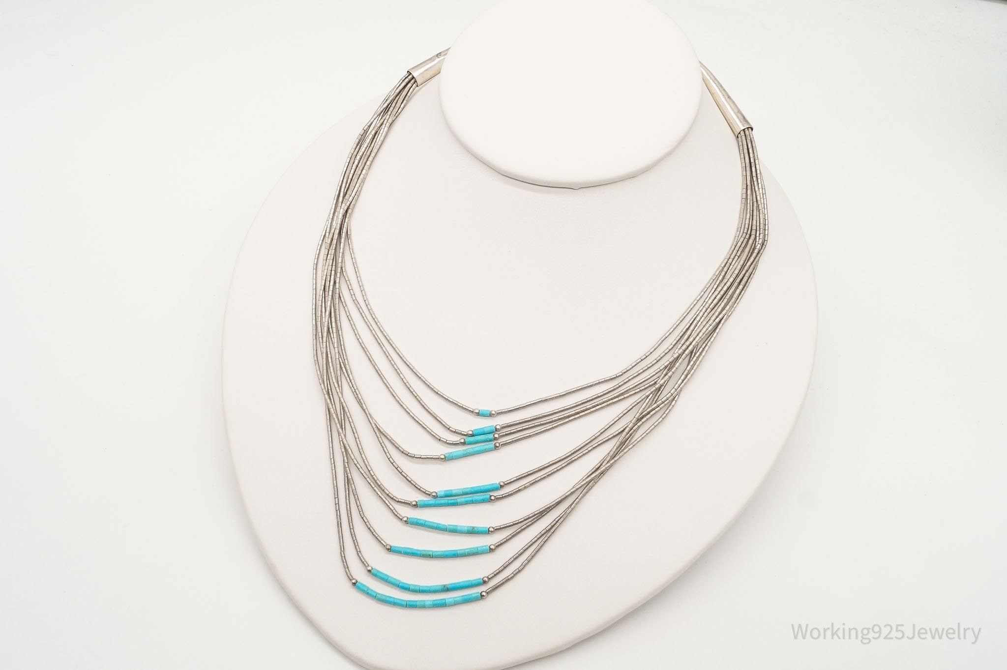 Vintage Native American Turquoise Silver Bead Necklace | Jewelry > Necklaces > Pendants | Wiccan Center