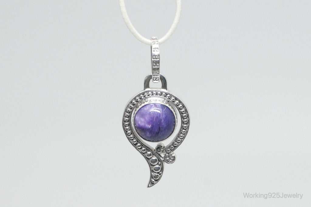 Vintage Art Deco Charoite Sterling Silver Necklace Pendant | Jewelry > Necklaces > Pendants | Wiccan Center
