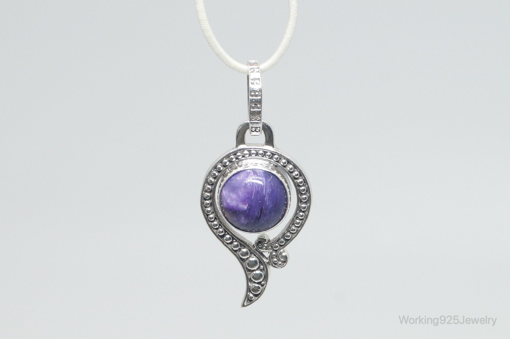Vintage Art Deco Charoite Sterling Silver Necklace Pendant | Jewelry > Necklaces > Pendants | Wiccan Center
