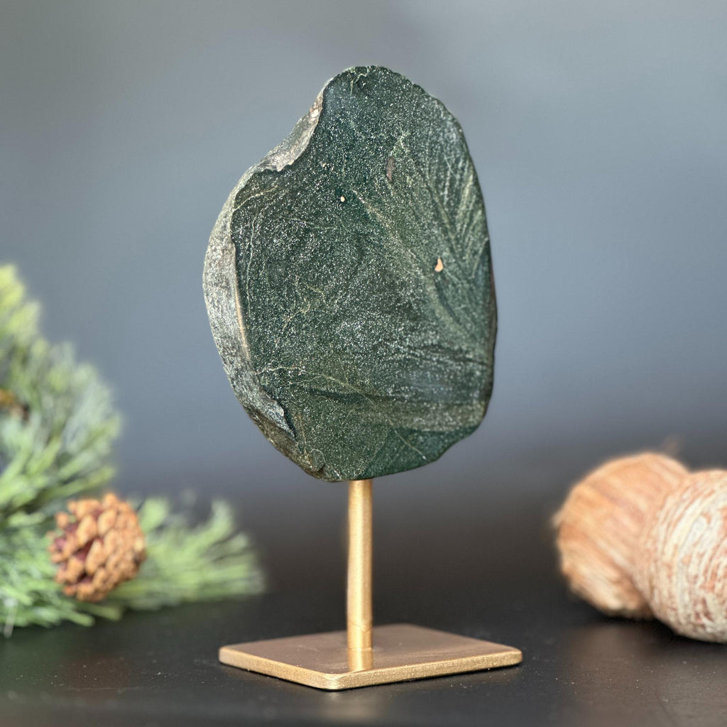 7in XL Natural Jasper With Metal Stand | Stalactite Eye Display | Wiccan Center