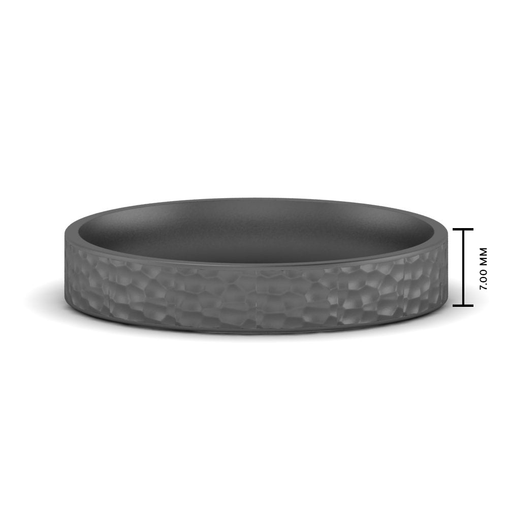 5 MM Hammered Finish Mens Wedding Band
