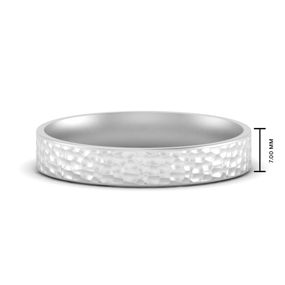 5 MM Hammered Finish Mens Wedding Band