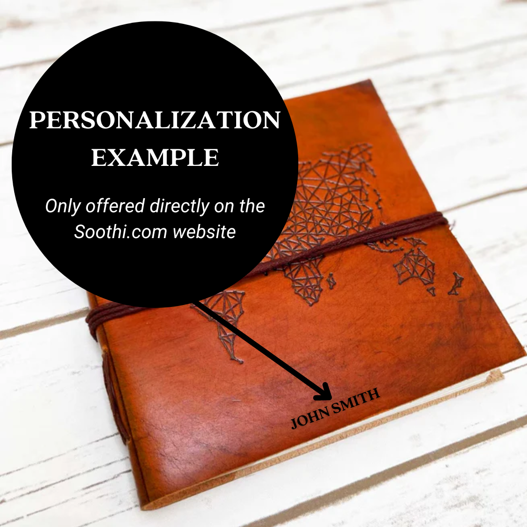 World Map 7x7 Artist Handmade Leather Journal | Journal | Wiccan Center