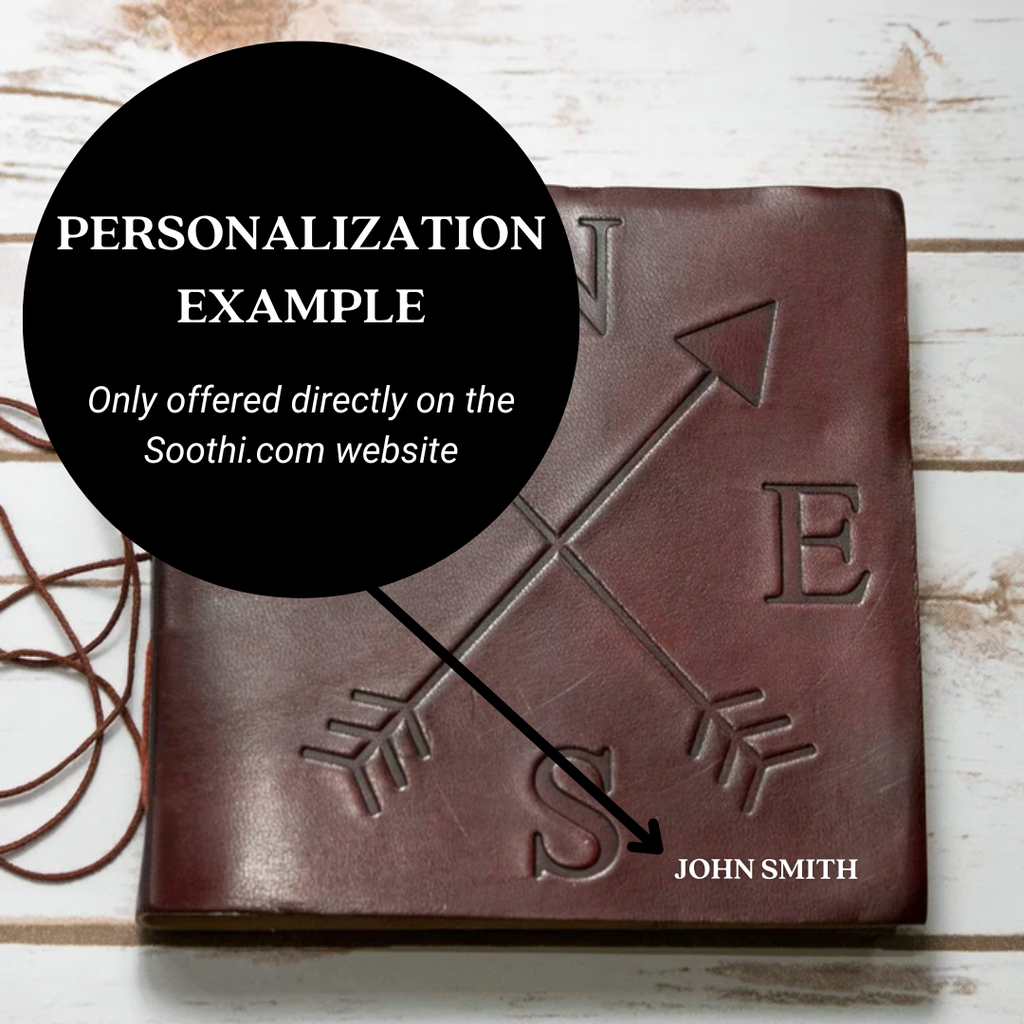 Compass 7x7 Artist Handmade Leather Journal | Journal | Wiccan Center