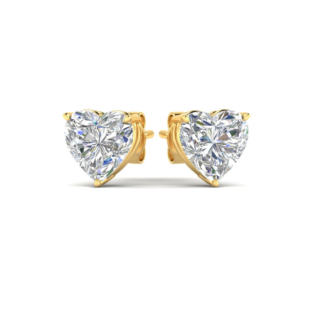 3 Prong Heart Shaped Diamond Solitaire Stud Earring in Basket Setting