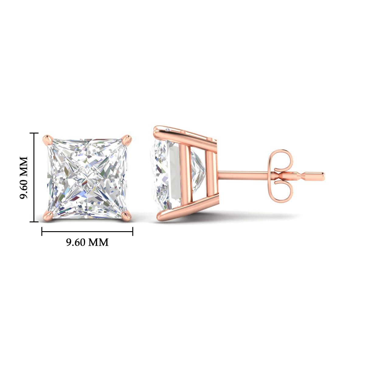 Princess Cut Diamond Solitaire Stud Earrings [IGI Certified]