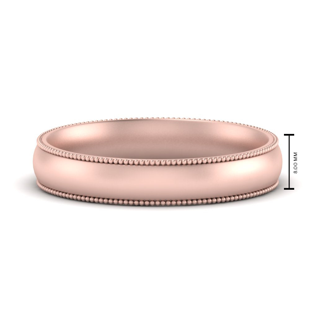 4 mm Milgrain Comfort Fit Mens Wedding Band