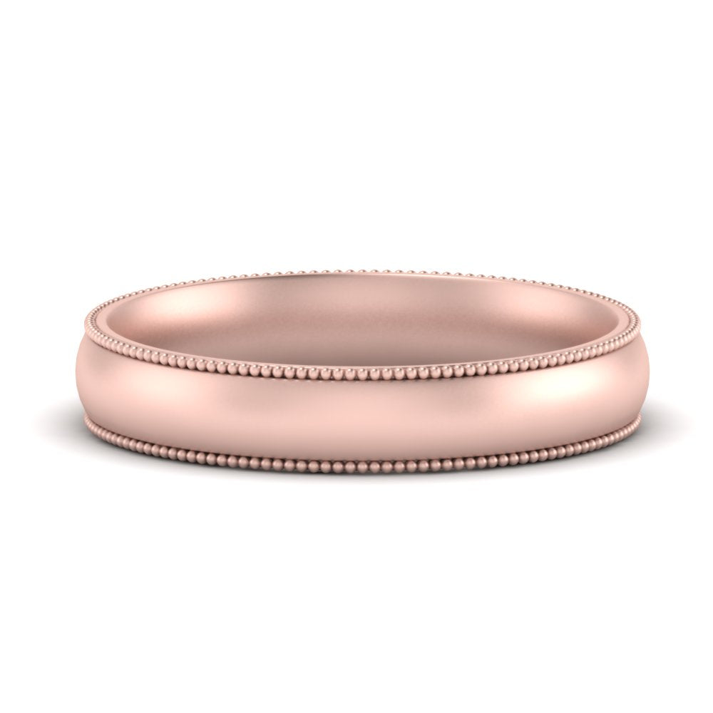4 mm Milgrain Comfort Fit Mens Wedding Band