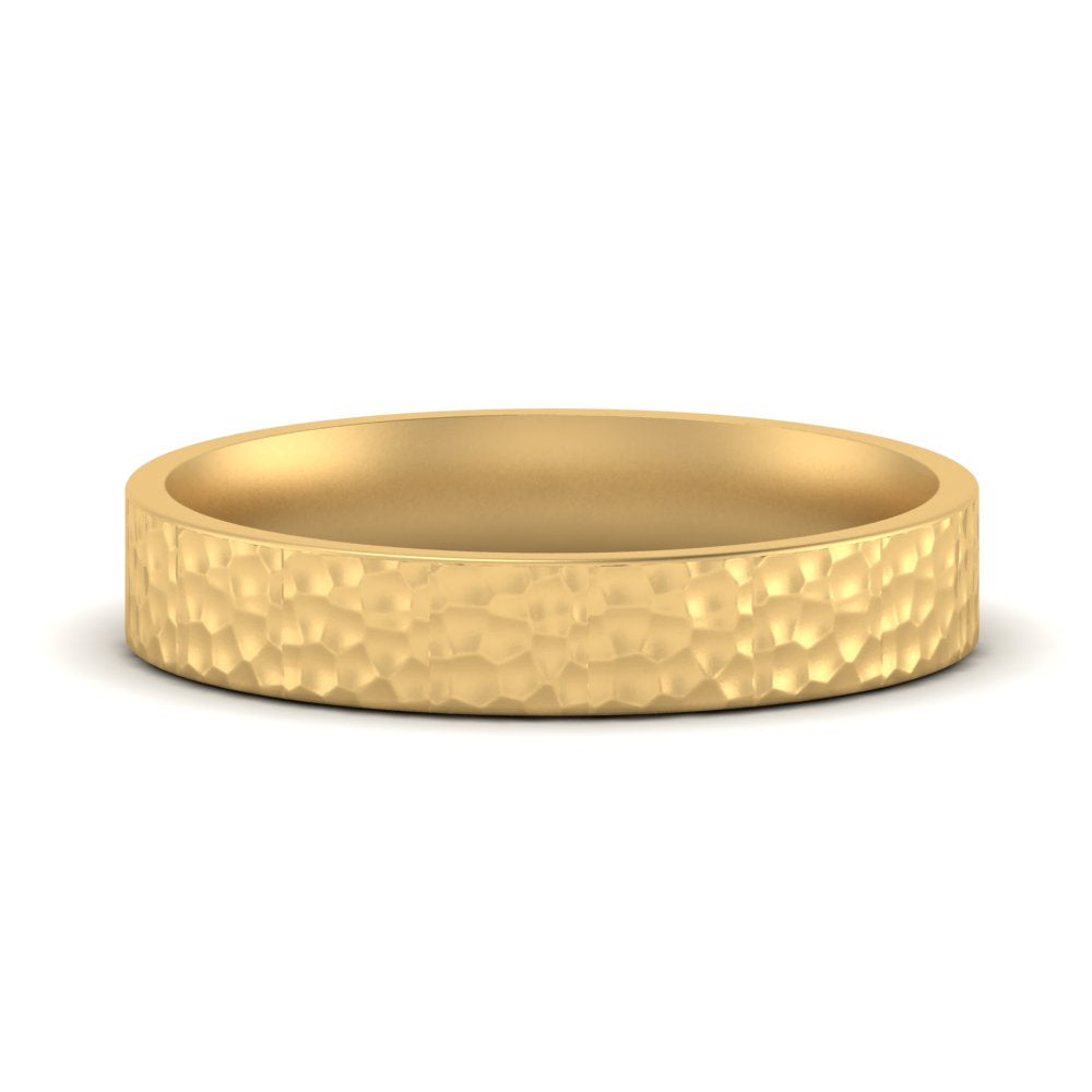 Hammered Wedding Band Comfort Fit 5 mm
