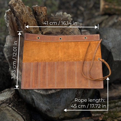 8 Pocket Leather Chisel Roll | Tool roll | Wiccan Center