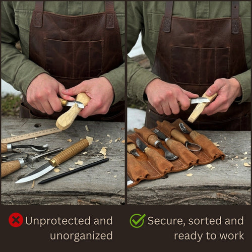 8 Pocket Leather Tool Roll | Tool roll | Wiccan Center