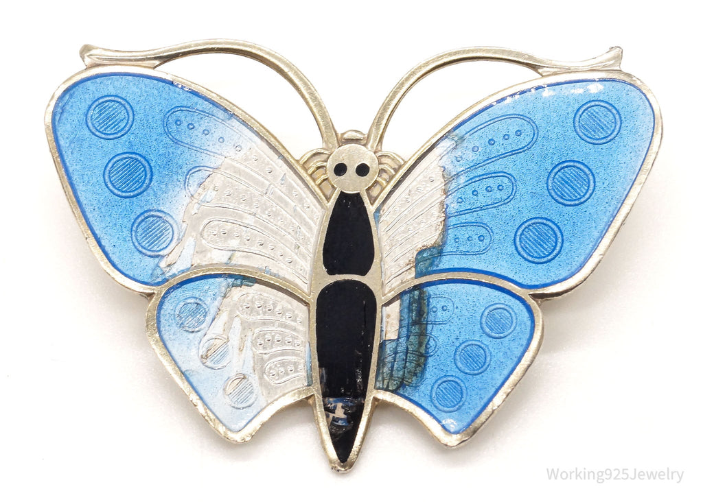 Vintage Norway Norse Butterfly Enamel Gold Wash Sterling Silver Pin Brooch | Jewelry > Brooches, Pins & Clips | Wiccan Center