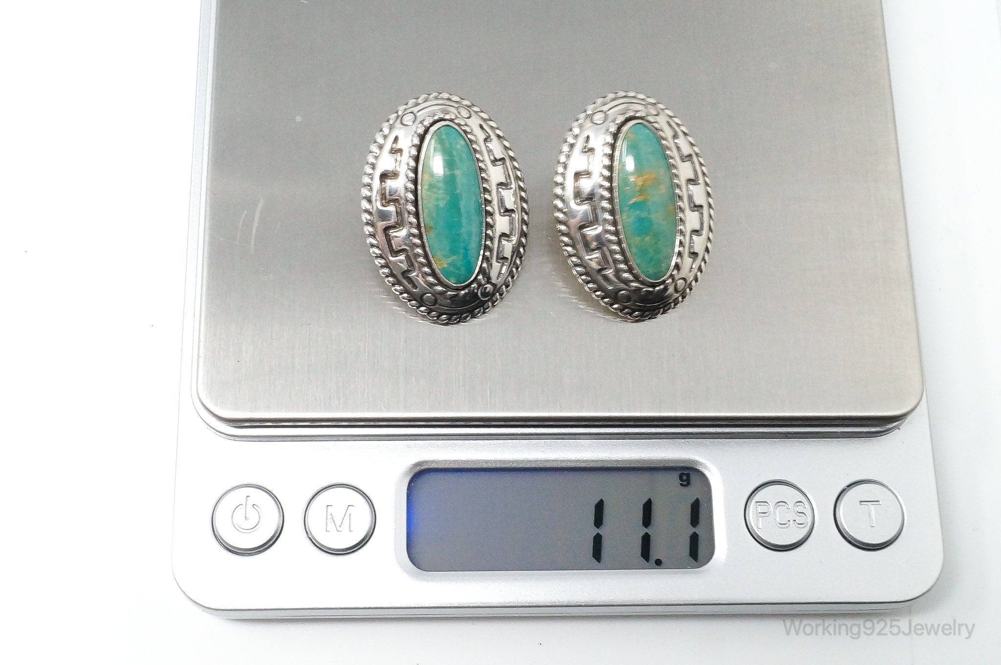 Large Western Designer Carolyn Pollack Relios Turquoise Sterling Silver Earrings | Jewelry > Earrings | Wiccan Center