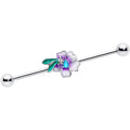 14G Blue Gem Faerie Flower Purple Industrial Barbell 38mm | BARBELL Industrial | Wiccan Center