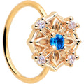 20G 5/16 Blue CZ Gem Gold Tone Flower Ring Nose Hoop | NOSE HOOP | Wiccan Center