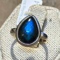 Labradorite Teardrop Simple Band Ring – Sterling Silver – Size 8 | Rings | Wiccan Center