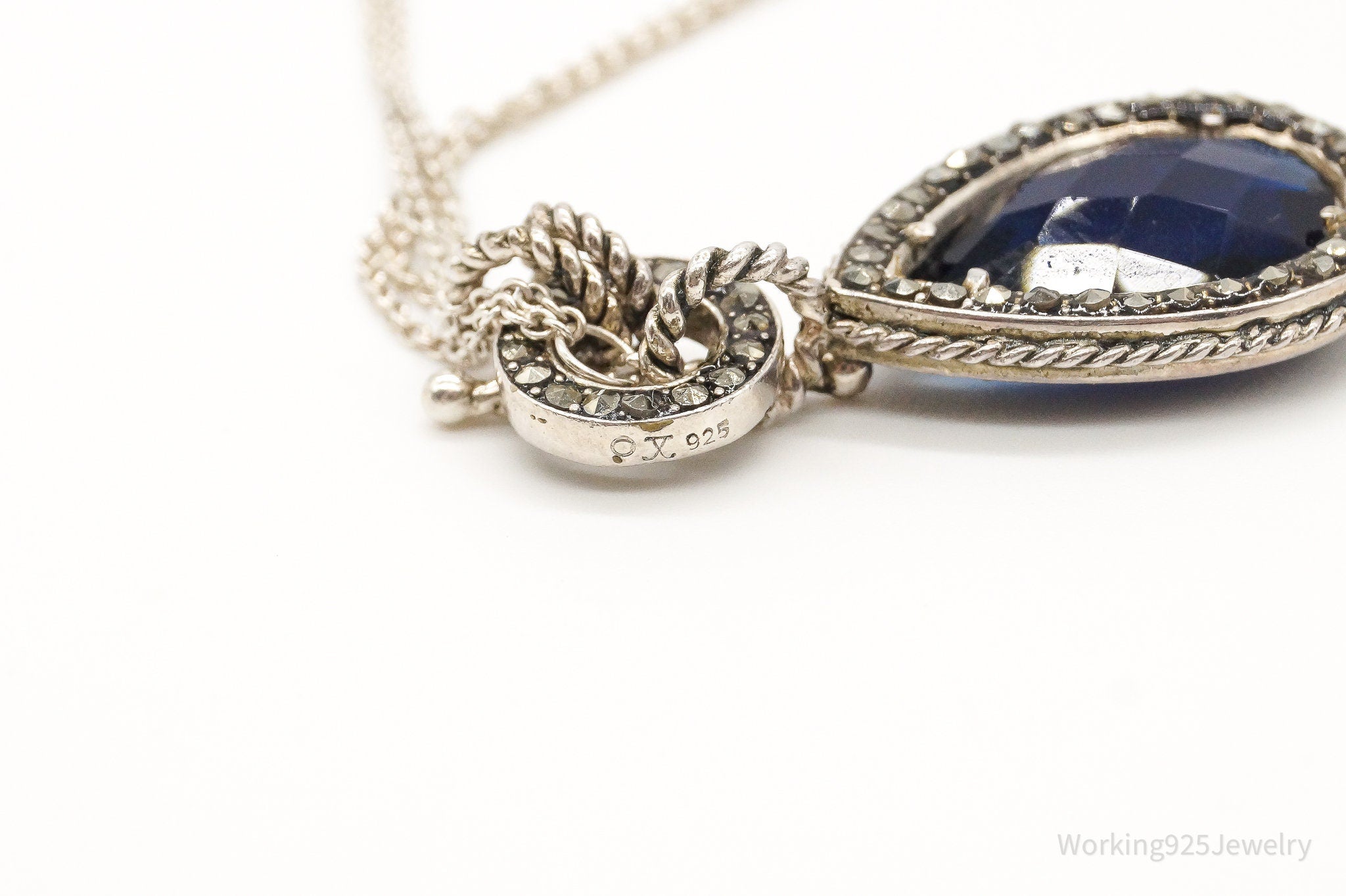 Designer Judith Jack Blue Stone Marcasite Sterling Silver Necklace | Jewelry > Necklaces > Pendants | Wiccan Center