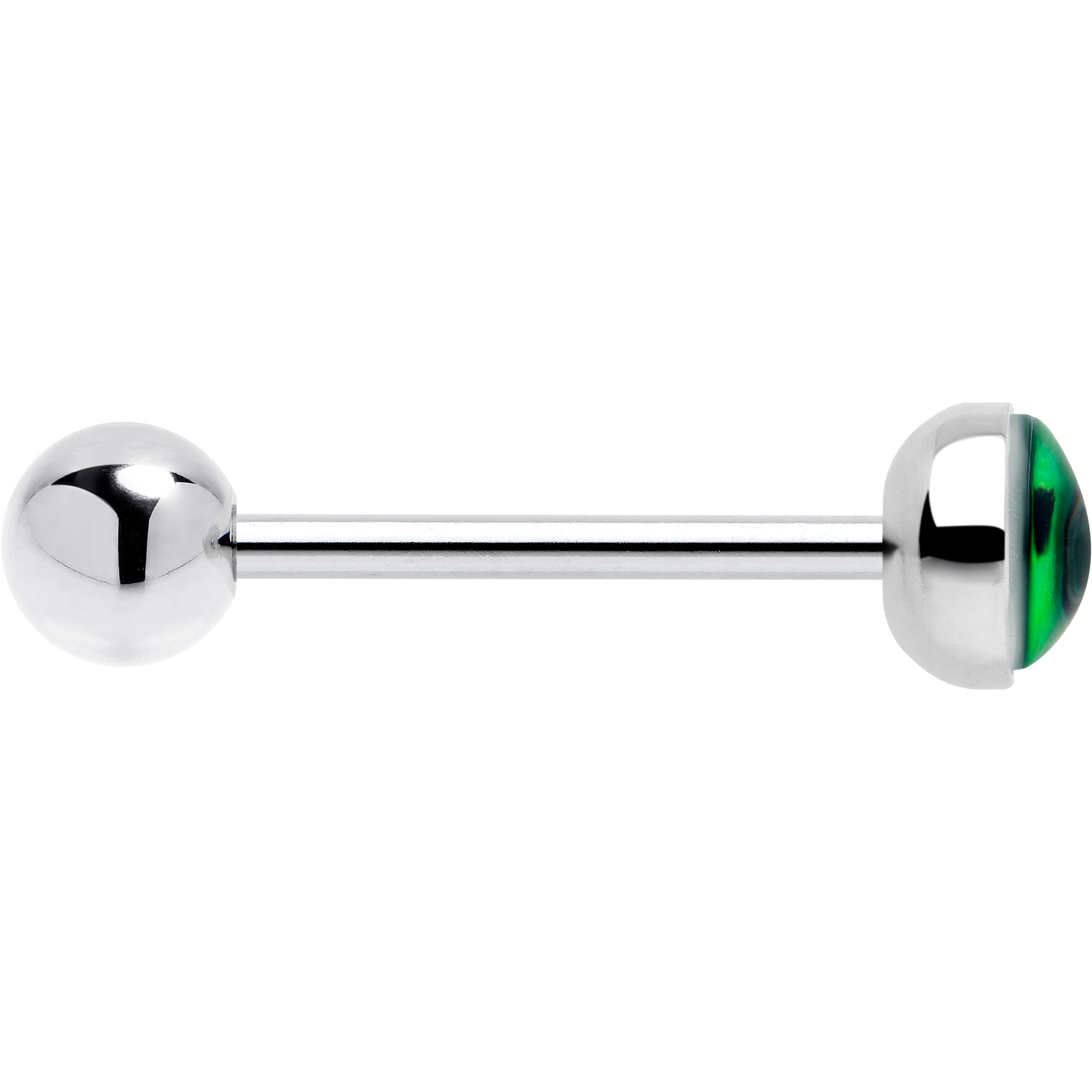 Kitty Green Eye UV Reactive Barbell Tongue Ring | BARBELL Tongue | Wiccan Center