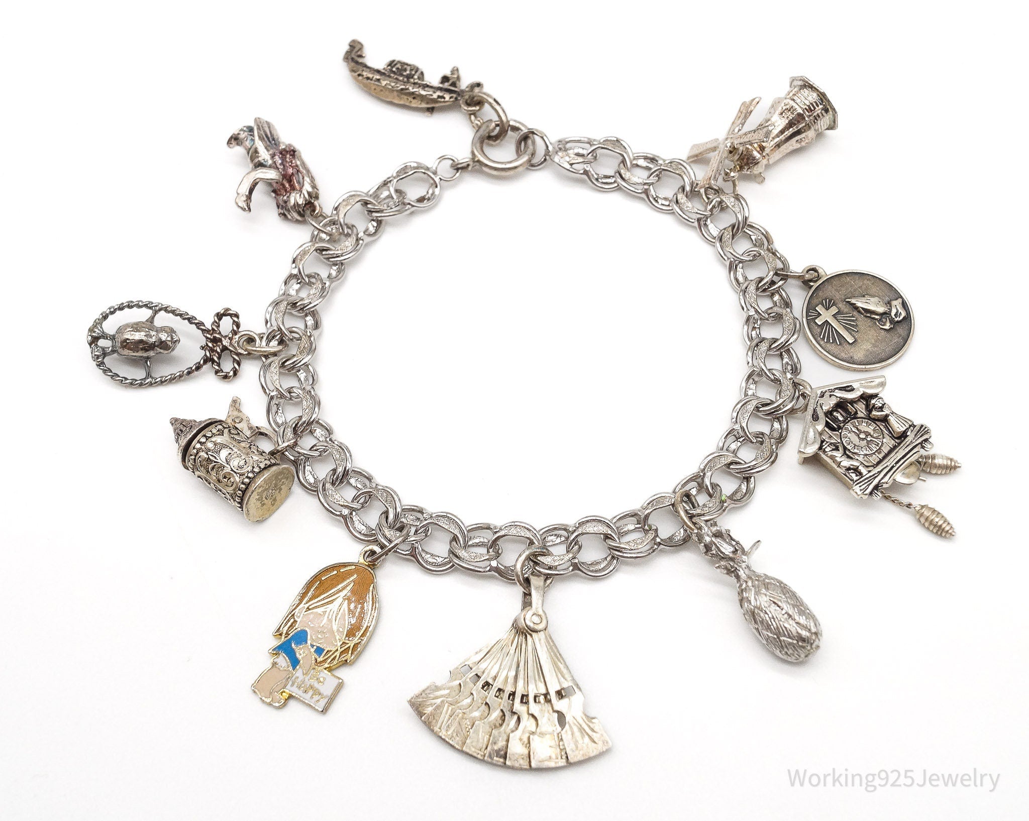 Antique Vintage Charms Sterling Silver Bracelet | Jewelry > Bracelets | Wiccan Center