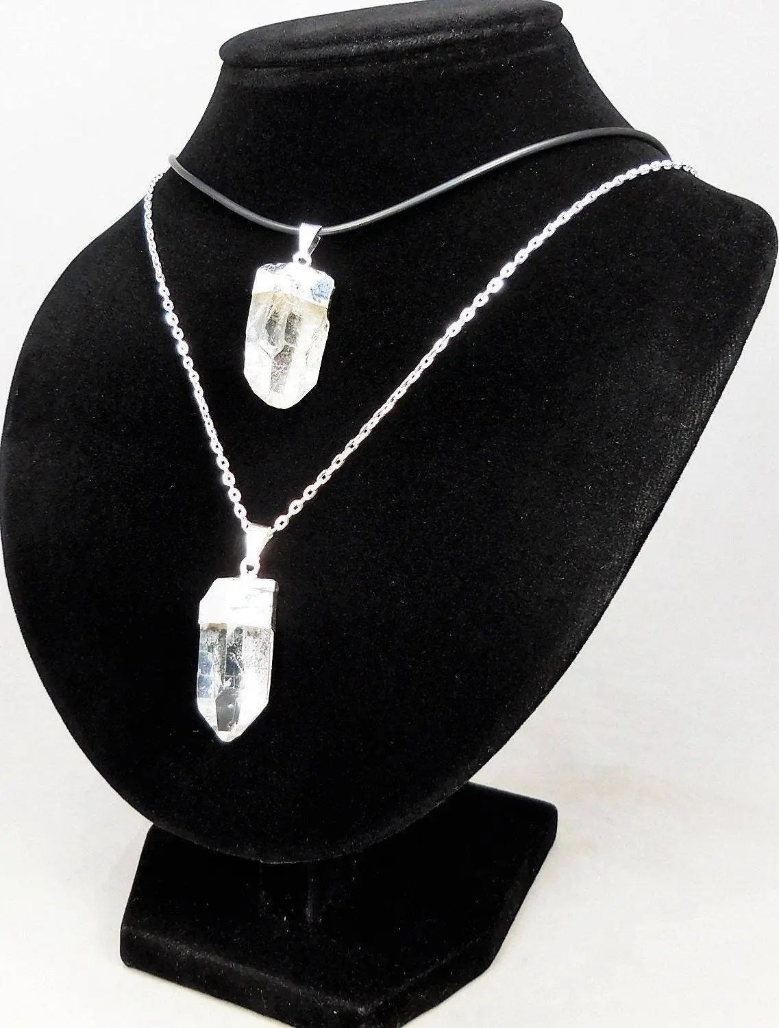Quartz Crystal Point Pendant (Silver Plated) Gemstone Jewelry Necklace Charm Supply | Craft Supplies & Tools > Beads, Gems & Cabochons > Charms & Pendants > Pendants | Wiccan Center