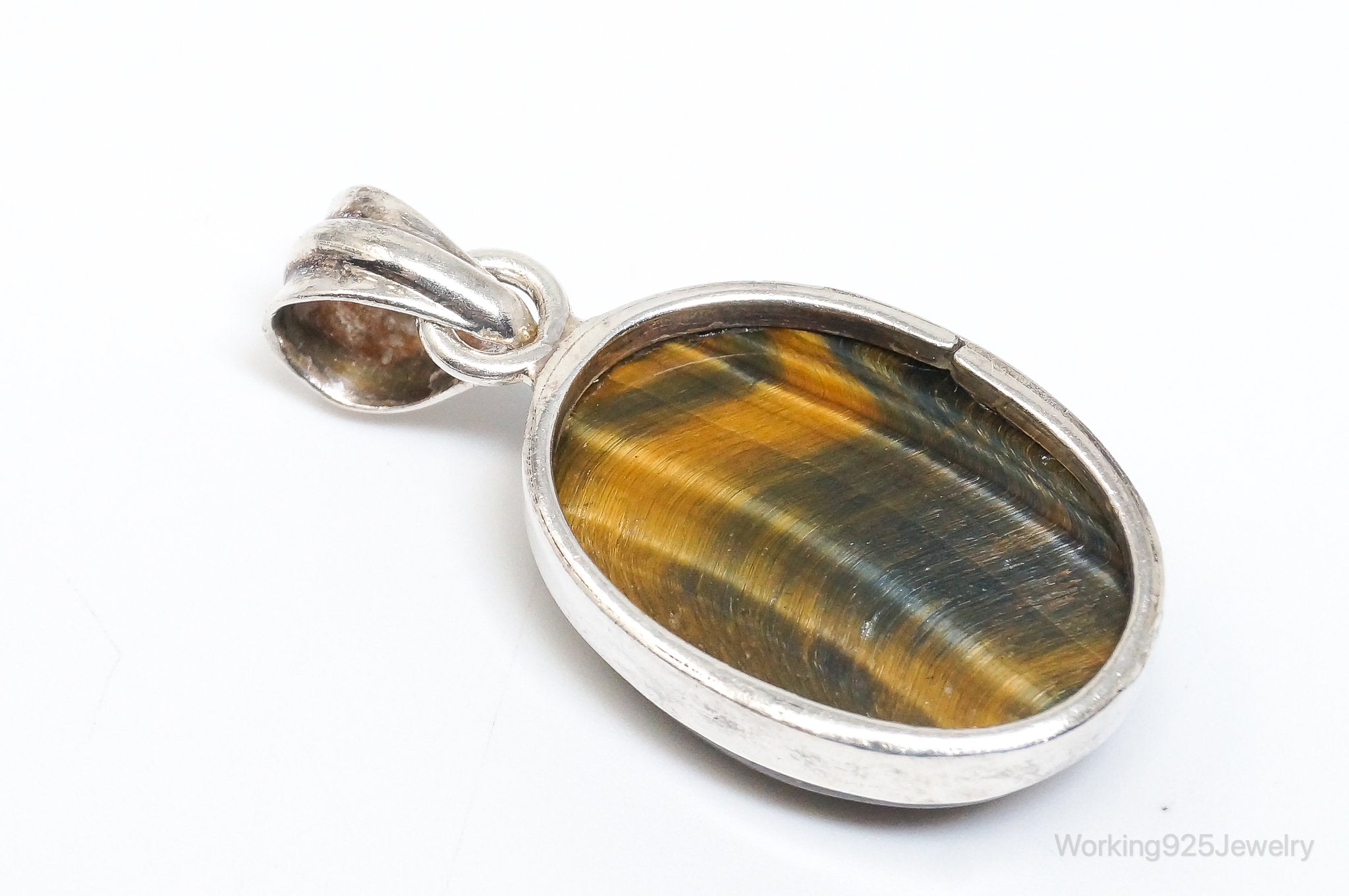 Vintage Large Tigers Eye Southwestern Style Sterling Silver Pendant | Jewelry > Necklaces > Pendants | Wiccan Center