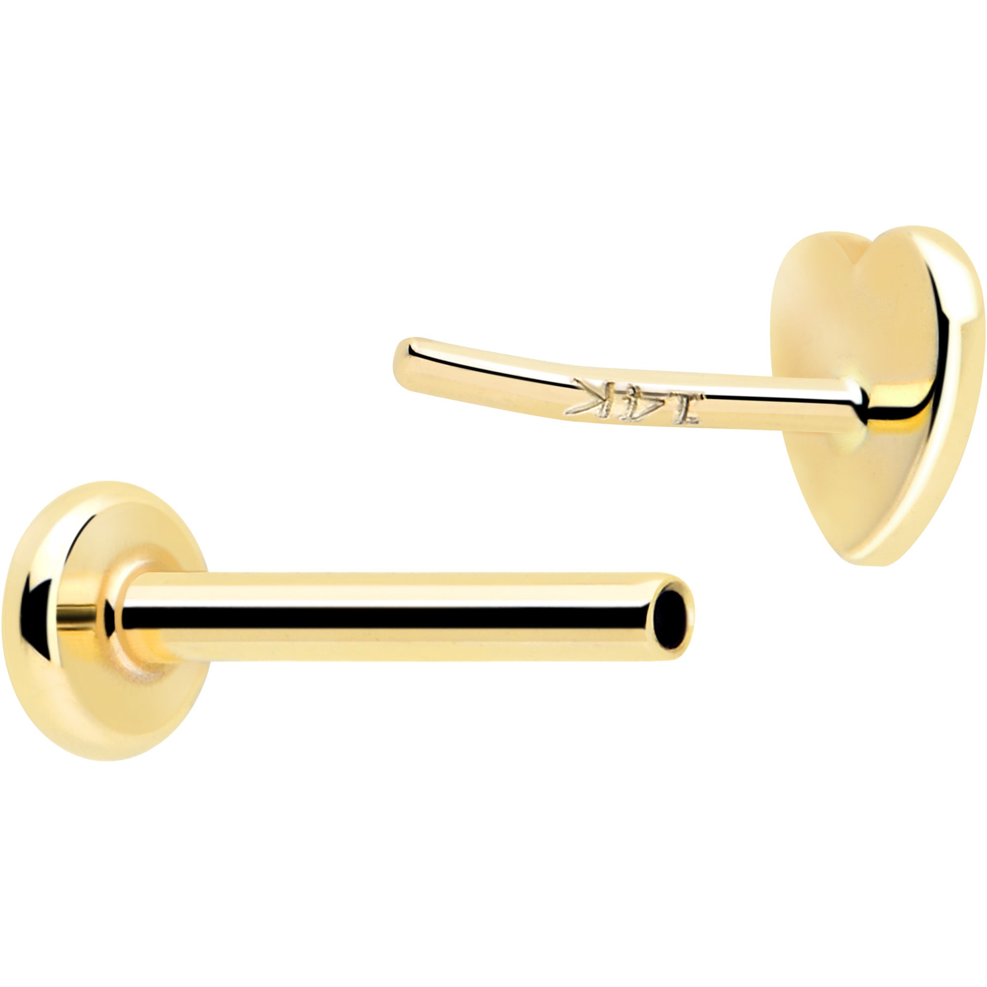14k Solid Yellow Gold 3mm Heart Threadless Push In Flat Back Stud | EARRING Flat Back | Wiccan Center