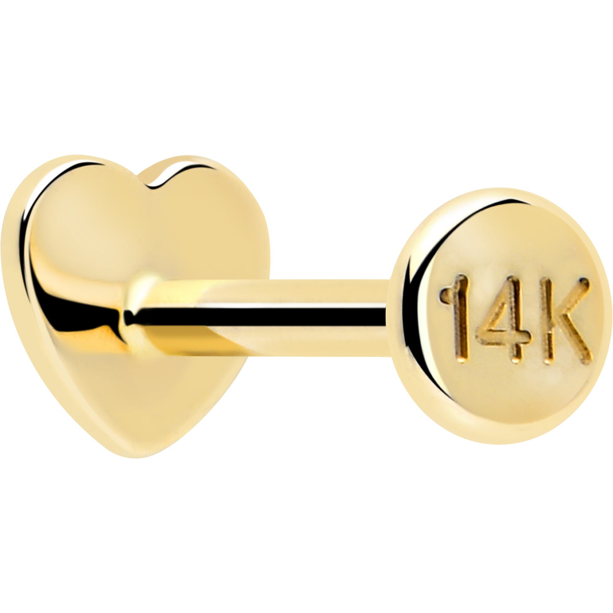 14k Solid Yellow Gold 3mm Heart Threadless Push In Flat Back Stud | EARRING Flat Back | Wiccan Center