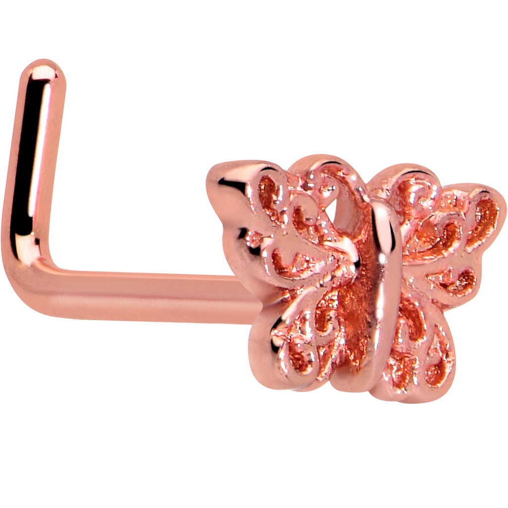 20G 7mm Butterfly Classic L Shape Nose Ring | DISCONTINUED | Wiccan Center