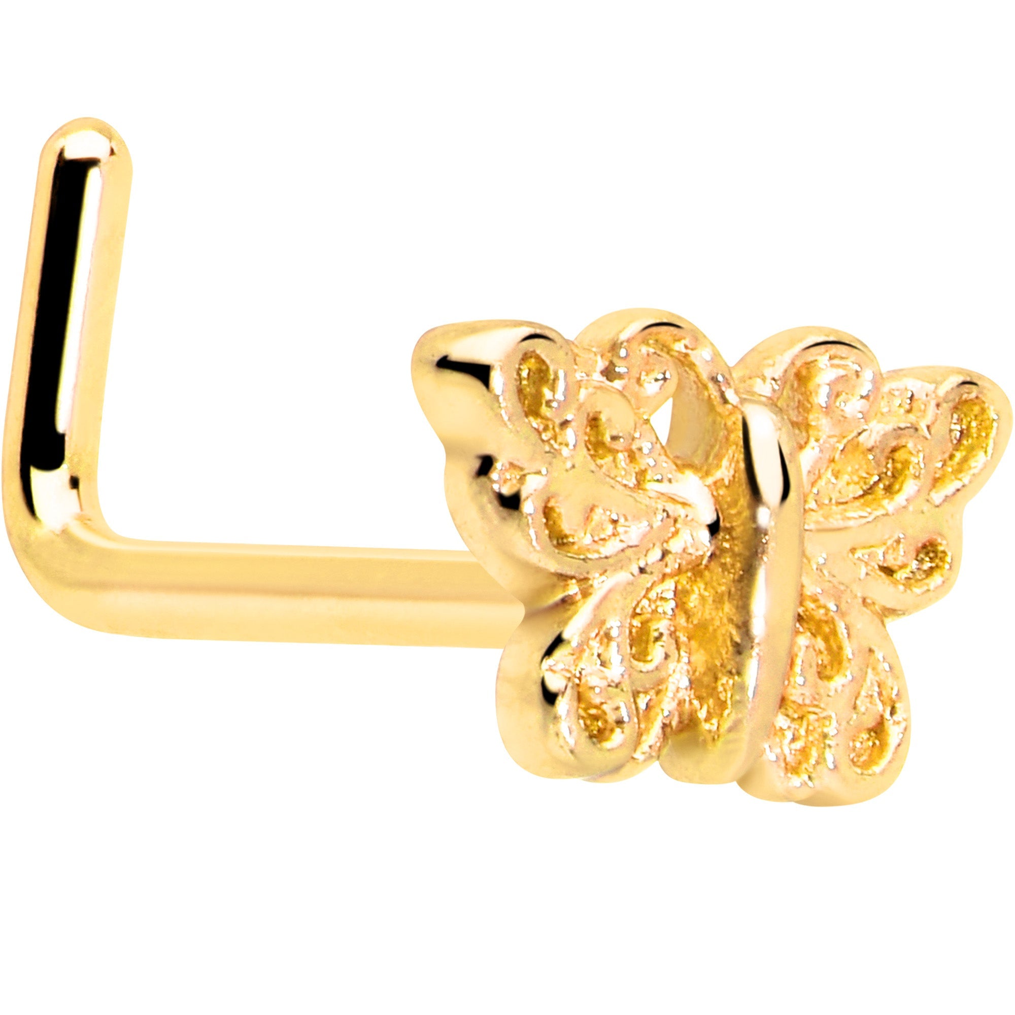 20G 7mm Butterfly Classic L Shape Nose Ring | DISCONTINUED | Wiccan Center