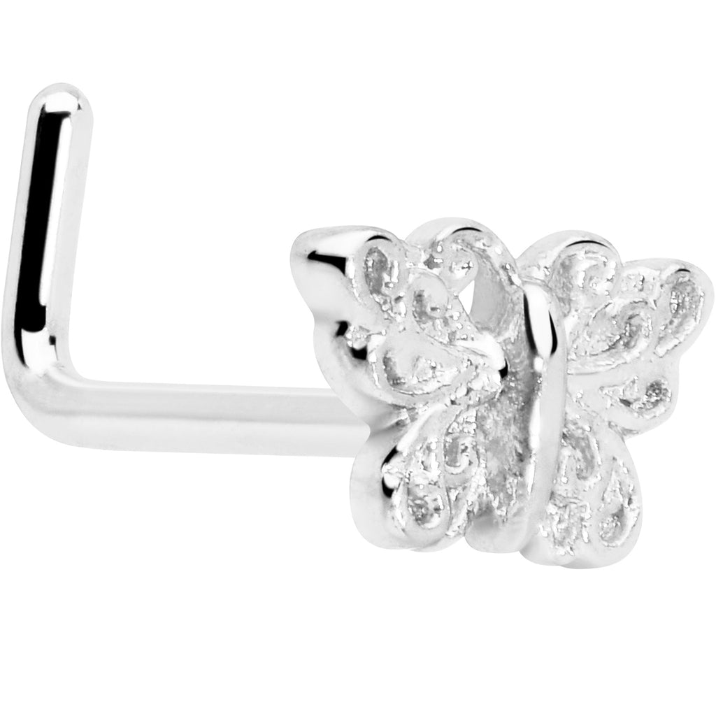 20G 7mm Butterfly Classic L Shape Nose Ring | DISCONTINUED | Wiccan Center