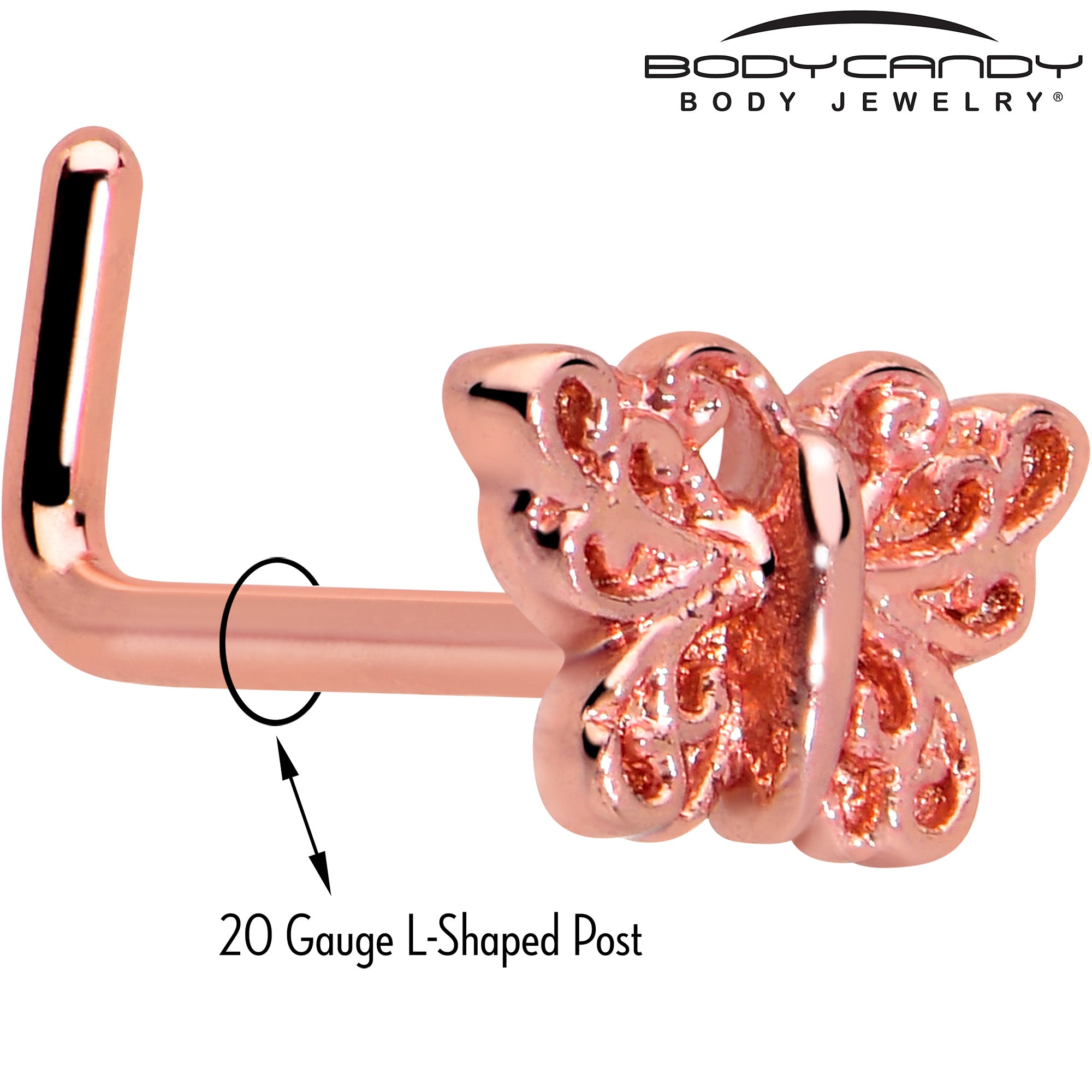 20G 7mm Butterfly Classic L Shape Nose Ring | DISCONTINUED | Wiccan Center