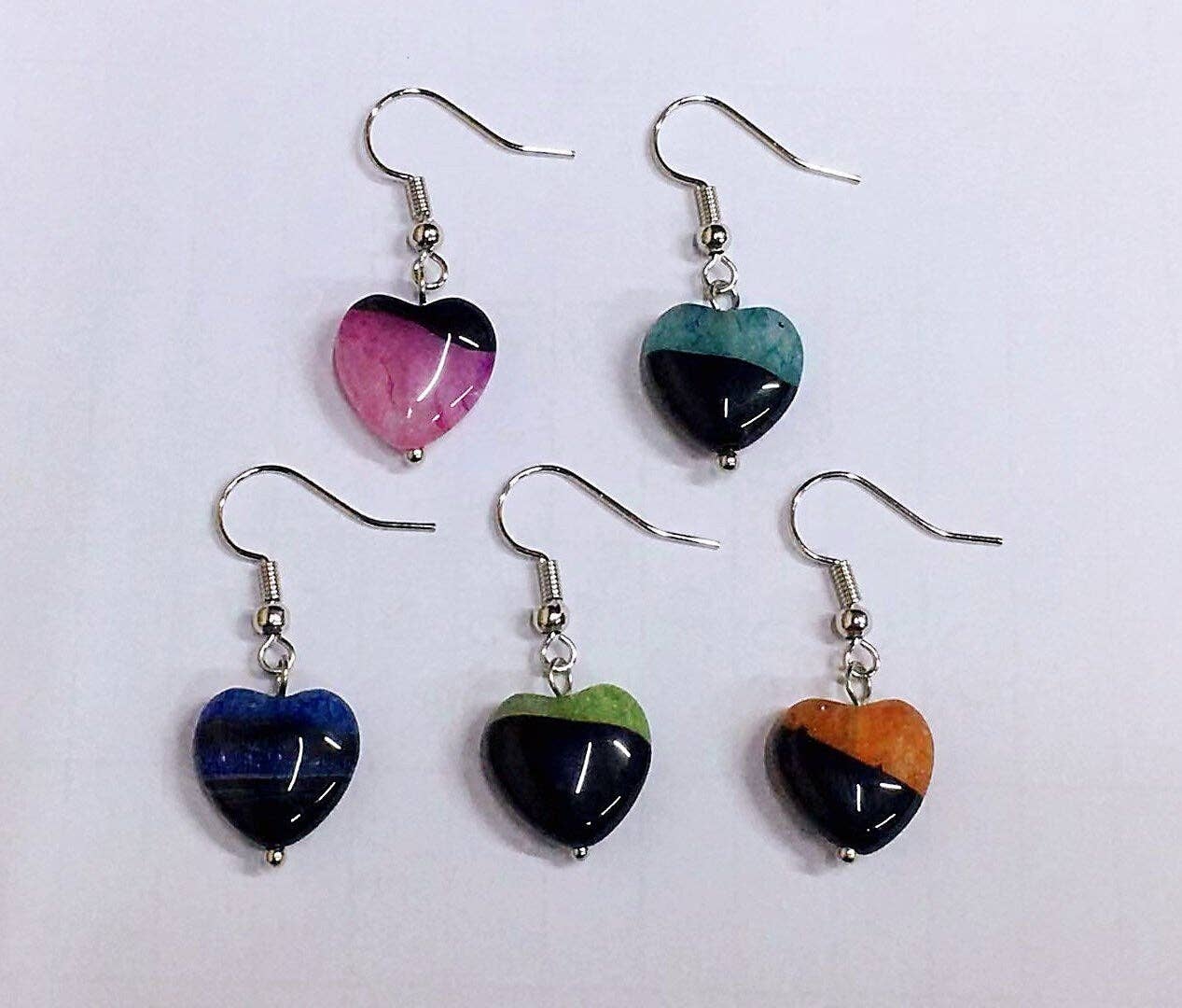 High Quality Natural Multicolor Druzy Agate Beads, 14mm/16mm/18mm Flat Smooth Heart Agate, 15.5'' Full Strand,Sku#YK07