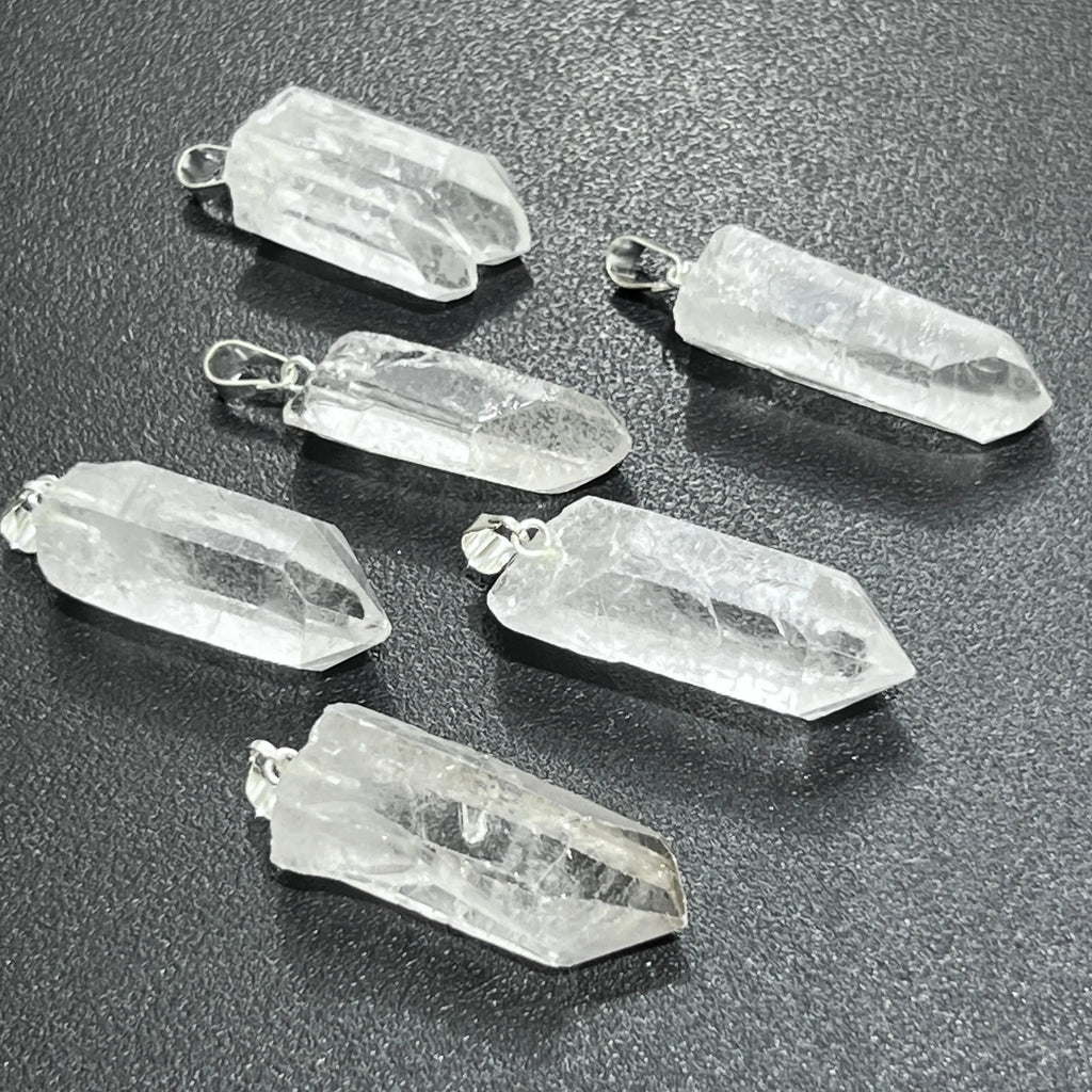 Raw Quartz Crystal Pendant Rough Clear Point (Silver Bail) | Jewelry > Necklaces > Crystal Necklaces | Wiccan Center