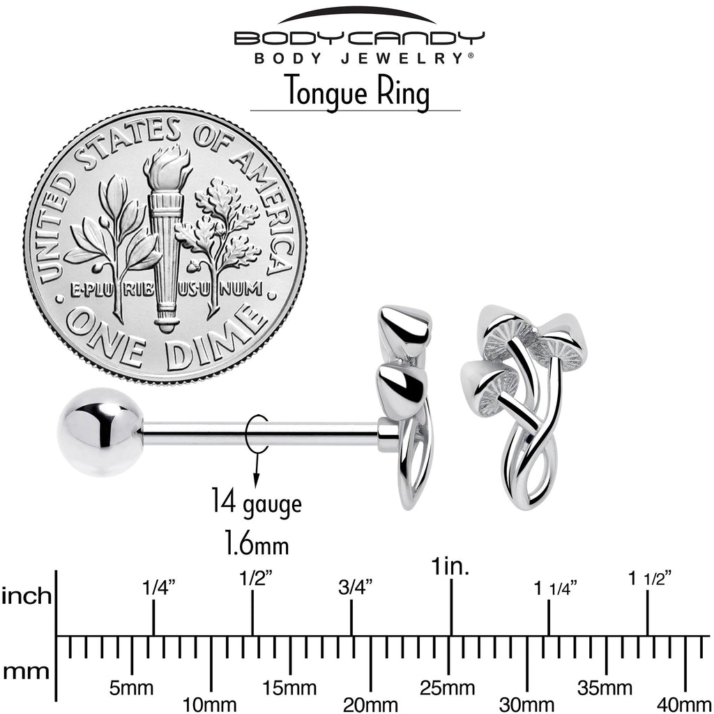 Trippy Mushroom Trio Barbell Tongue Ring | BARBELL Tongue | Wiccan Center