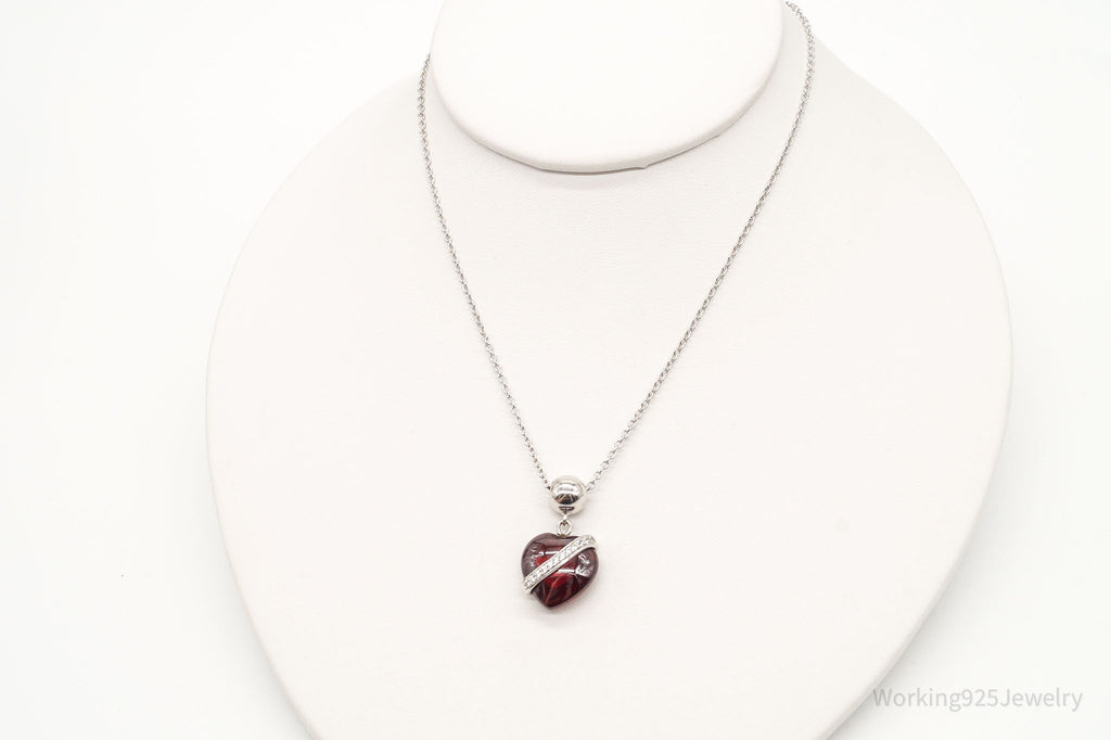 Vintage Designer RP Cubic Zirconia Glass Heart Sterling Silver Necklace | Jewelry > Necklaces > Pendants | Wiccan Center