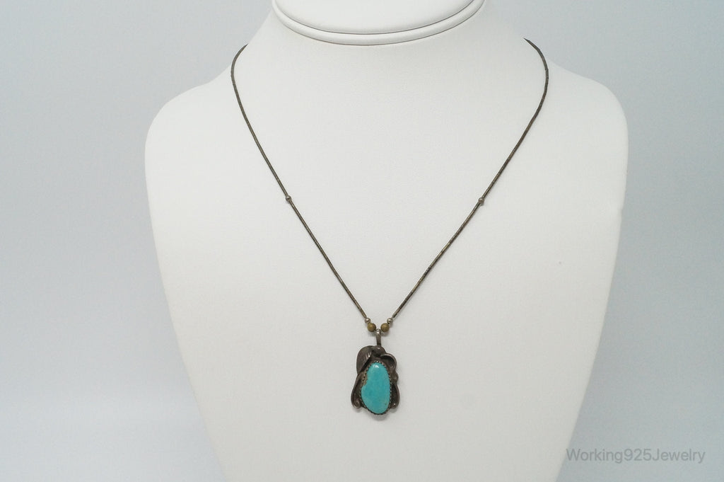 Vintage Native American Unsigned Turquoise Sterling Silver Necklace | Jewelry > Necklaces > Pendants | Wiccan Center