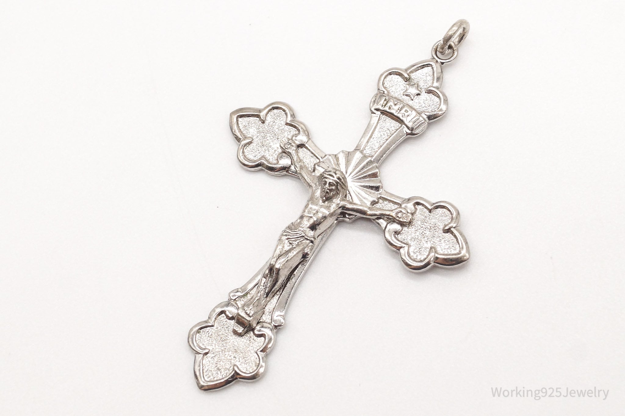 Large Antique INRI Crucifix Cross Sterling Silver Pendant | Jewelry > Necklaces > Pendants | Wiccan Center
